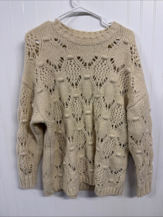 American Eagle Outfitters Other - American Eagle Outfitters Cream Openwork Bobble Crewneck Sweater